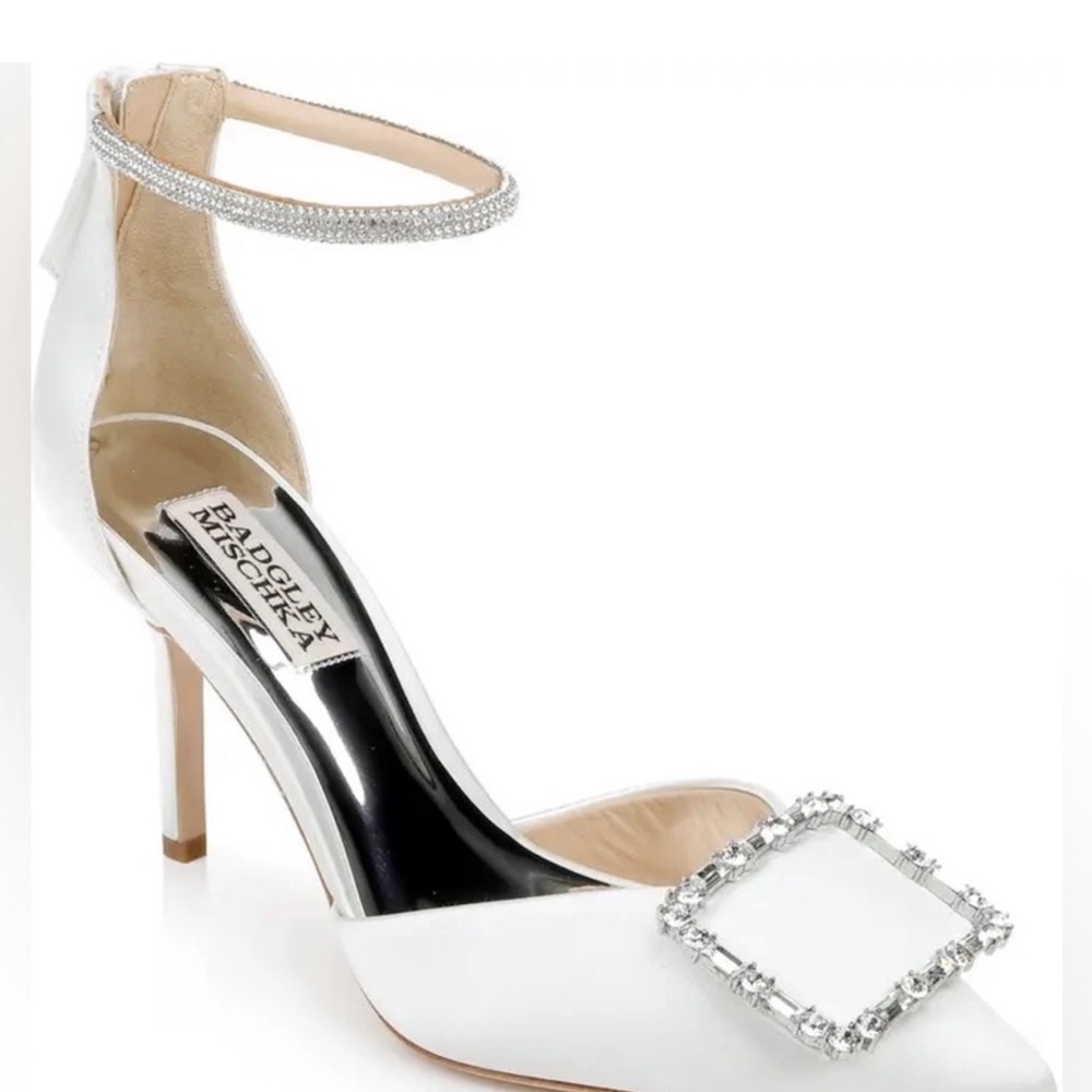 Badgley Mischka White Heels with Crystal Details